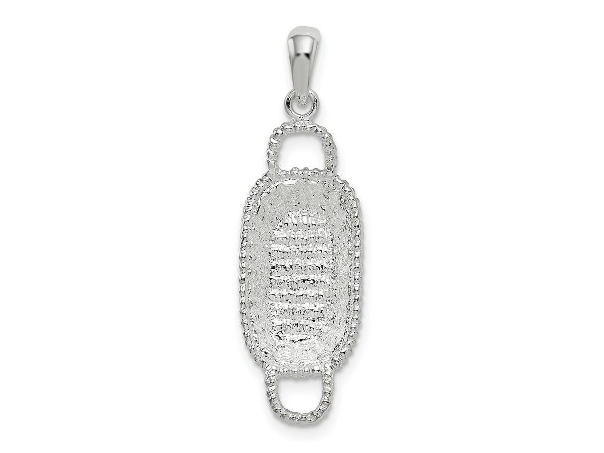 FJC Finejewelers 925 Sterling Silver Rhodium Plated Polished 3D Rectangular Basket Charm 32 x 9 mm