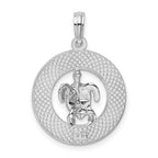 FJC Finejewelers 925 Sterling Silver Rhodium Plated Turks and Caicos Circle with Turtle Charm 25 x 17 mm