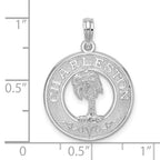 FJC Finejewelers 925 Sterling Silver Rhodium Plated Charleston Circle with Palm Tree Charm 25 x 18 mm