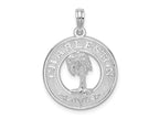 FJC Finejewelers 925 Sterling Silver Rhodium Plated Charleston Circle with Palm Tree Charm 25 x 18 mm