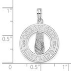 FJC Finejewelers 925 Sterling Silver Rhodium Plated Ocean City, MD Circle with Flip-flop Charm 25 x 17 mm