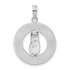FJC Finejewelers 925 Sterling Silver Rhodium Plated Ocean City, MD Circle with Flip-flop Charm 25 x 17 mm