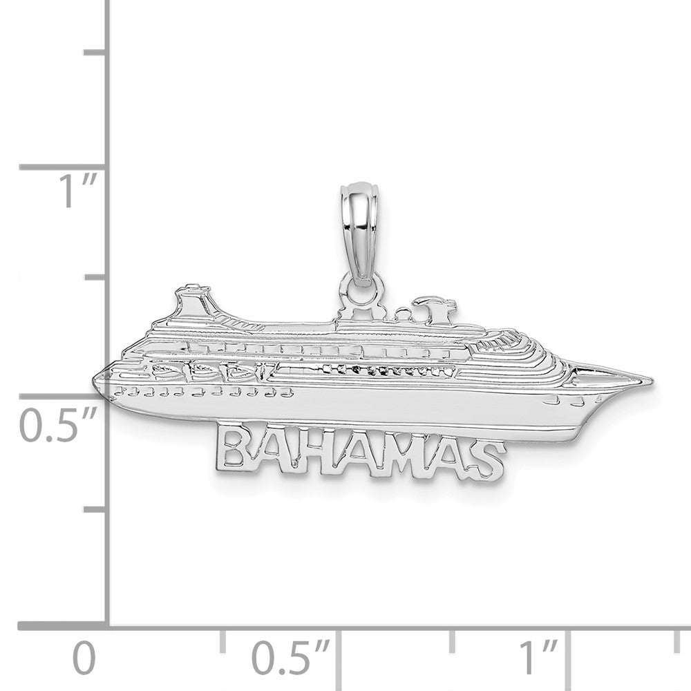 FJC Finejewelers 925 Sterling Silver Rhodium Plated Polished Bahamas Cruise Ship Charm 16 x 30 mm