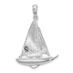 FJC Finejewelers 925 Sterling Silver Rhodium Plated Polished 3D Sailboat Charm 37 x 24 mm