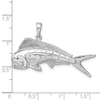 FJC Finejewelers 925 Sterling Silver Rhodium Plated Polished 3D Mahi-Mahi Fish Charm 28 x 41 mm