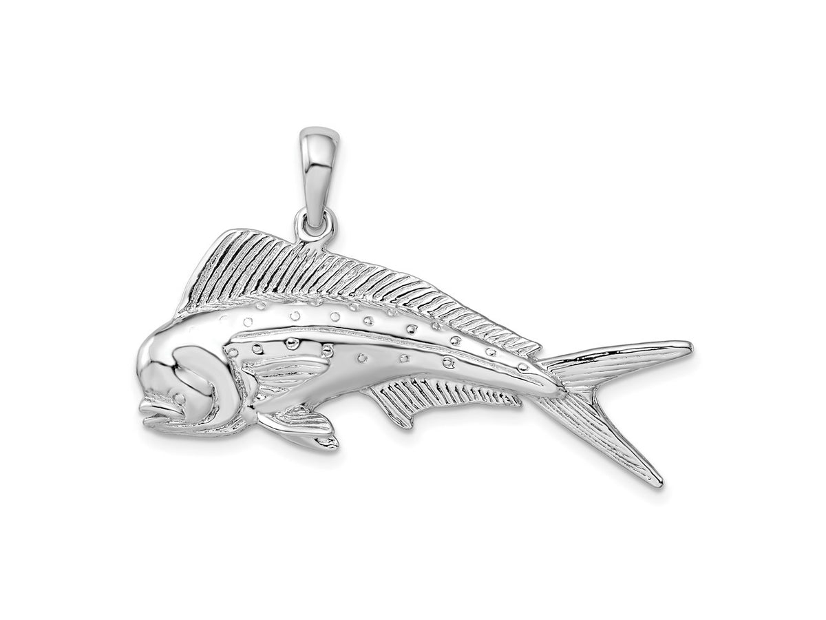 FJC Finejewelers 925 Sterling Silver Rhodium Plated Polished 3D Mahi-Mahi Fish Charm 28 x 41 mm