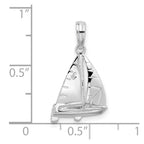 FJC Finejewelers 925 Sterling Silver Rhodium Plated Polished 3D Sailboat Charm 22 x 12 mm