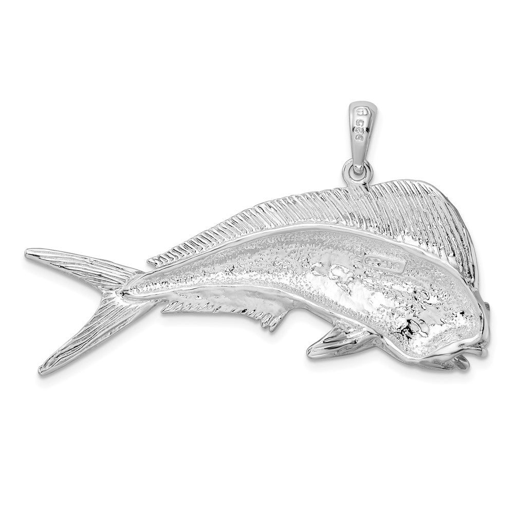 FJC Finejewelers 925 Sterling Silver Rhodium Plated Polished Mahi-Mahi Fish Charm 38 x 50 mm