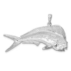 FJC Finejewelers 925 Sterling Silver Rhodium Plated Polished Mahi-Mahi Fish Charm 38 x 50 mm