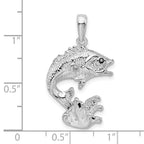 FJC Finejewelers 925 Sterling Silver Rhodium Plated Polished Jumping Bass Fish Charm 30 x 19 mm