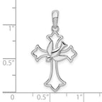 FJC Finejewelers 925 Sterling Silver Rhodium Plated Cut-out Fleur de Lis Cross with Dove Charm 17 mm