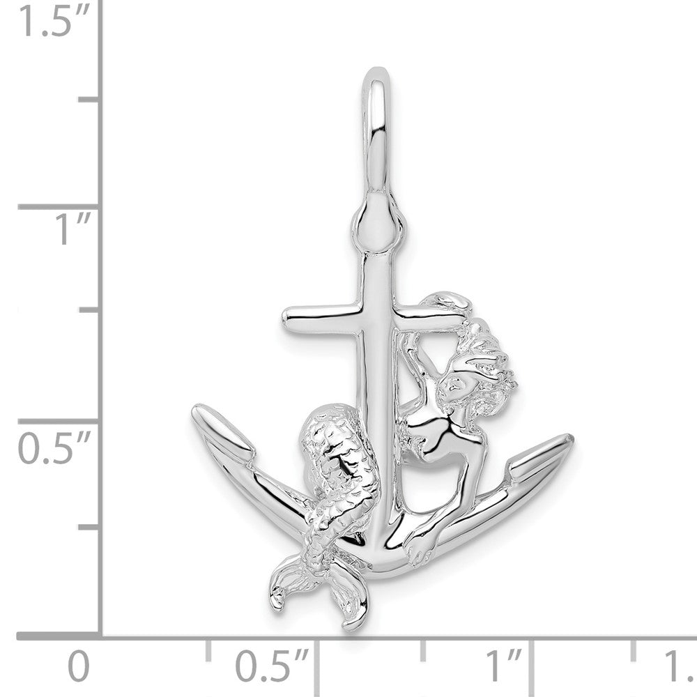 FJC Finejewelers 925 Sterling Silver Rhodium Plated Polished 3D Anchor with Mermaid Charm 33 x 22 mm