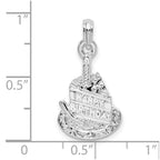 FJC Finejewelers 925 Sterling Silver Polished Happy Birthday Slice of Cake Charm