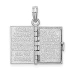 FJC Finejewelers 925 Sterling Silver Rhodium Plated Moveable 3D Spanish Santa Biblia Charm 25 x 15 mm