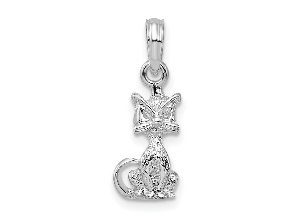 FJC Finejewelers 925 Sterling Silver Rhodium Plated Polished 3D Mini Sitting Cat Charm 7 mm