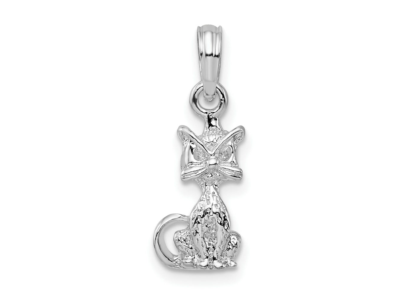 FJC Finejewelers 925 Sterling Silver Rhodium Plated Polished 3D Mini Sitting Cat Charm 7 mm