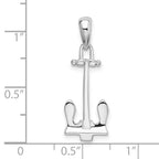 FJC Finejewelers 925 Sterling Silver Rhodium Plated Polished 3D Navy Anchor Charm 28 x 9 mm