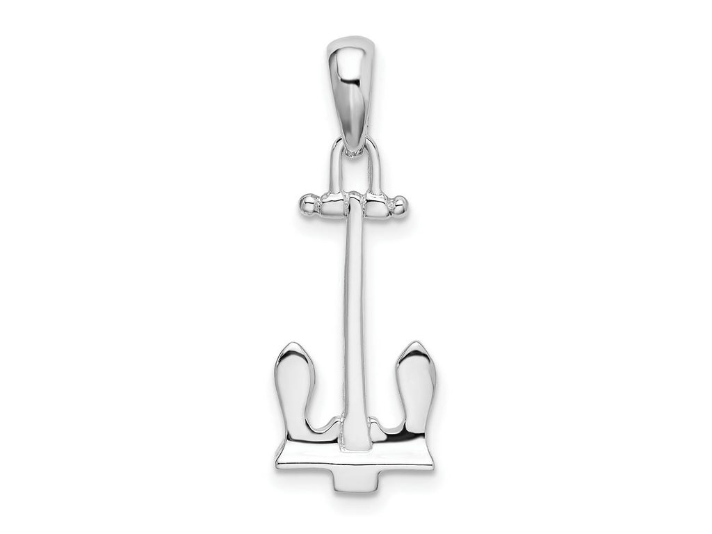 FJC Finejewelers 925 Sterling Silver Rhodium Plated Polished 3D Navy Anchor Charm 28 x 9 mm