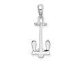 FJC Finejewelers 925 Sterling Silver Rhodium Plated Polished 3D Navy Anchor Charm 28 x 9 mm