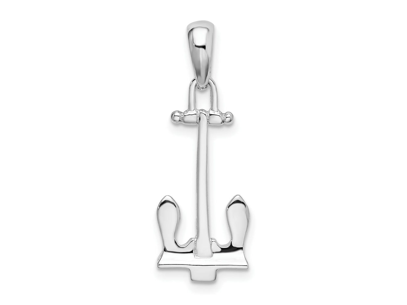 FJC Finejewelers 925 Sterling Silver Rhodium Plated Polished 3D Navy Anchor Charm 28 x 9 mm