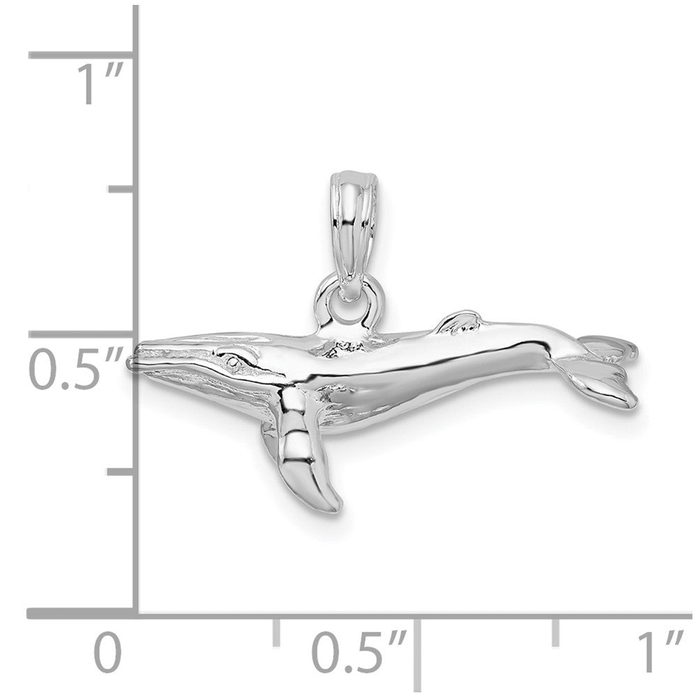 FJC Finejewelers 925 Sterling Silver Rhodium Plated Polished 3D Humpback Whale Charm 15 x 23 mm