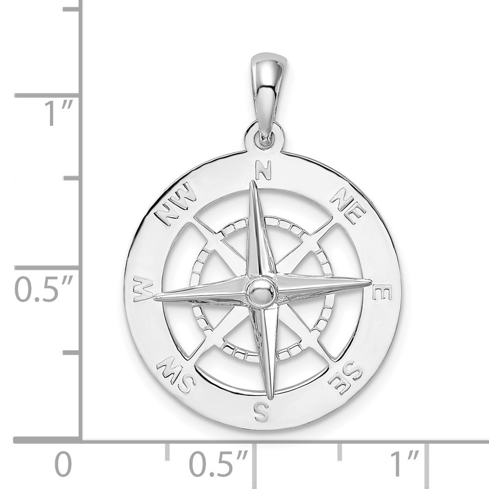 FJC Finejewelers 925 Sterling Silver Rhodium Plated Polished Nautical Compass Charm 28 x 20 mm