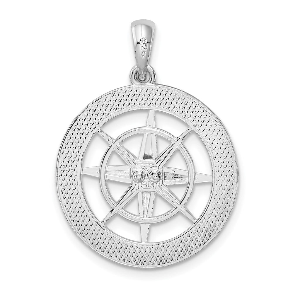 FJC Finejewelers 925 Sterling Silver Rhodium Plated Polished Nautical Compass Charm 28 x 20 mm