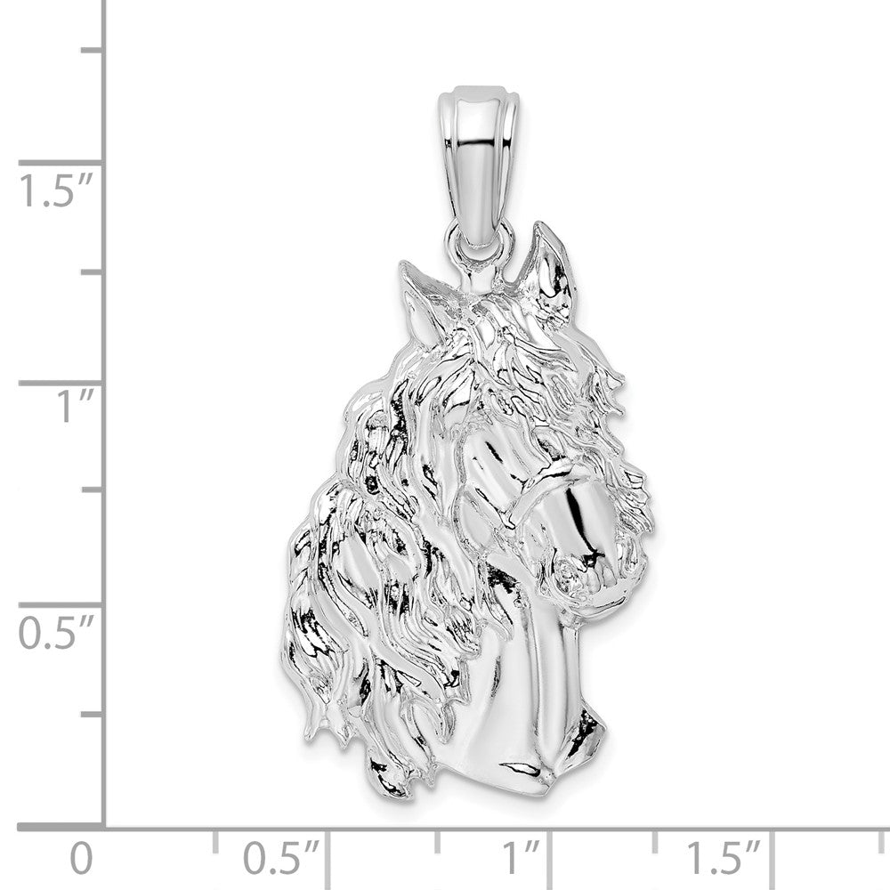 FJC Finejewelers 925 Sterling Silver Rhodium Plated Polished Large Horse Head Charm 21 mm