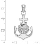 FJC Finejewelers 925 Sterling Silver Rhodium Plated Polished Anchor with Scallop Shell Charm 40 x 20 mm