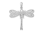 FJC Finejewelers 925 Sterling Silver Rhodium Plated Polished Cut-out Dragonfly Charm 29 mm