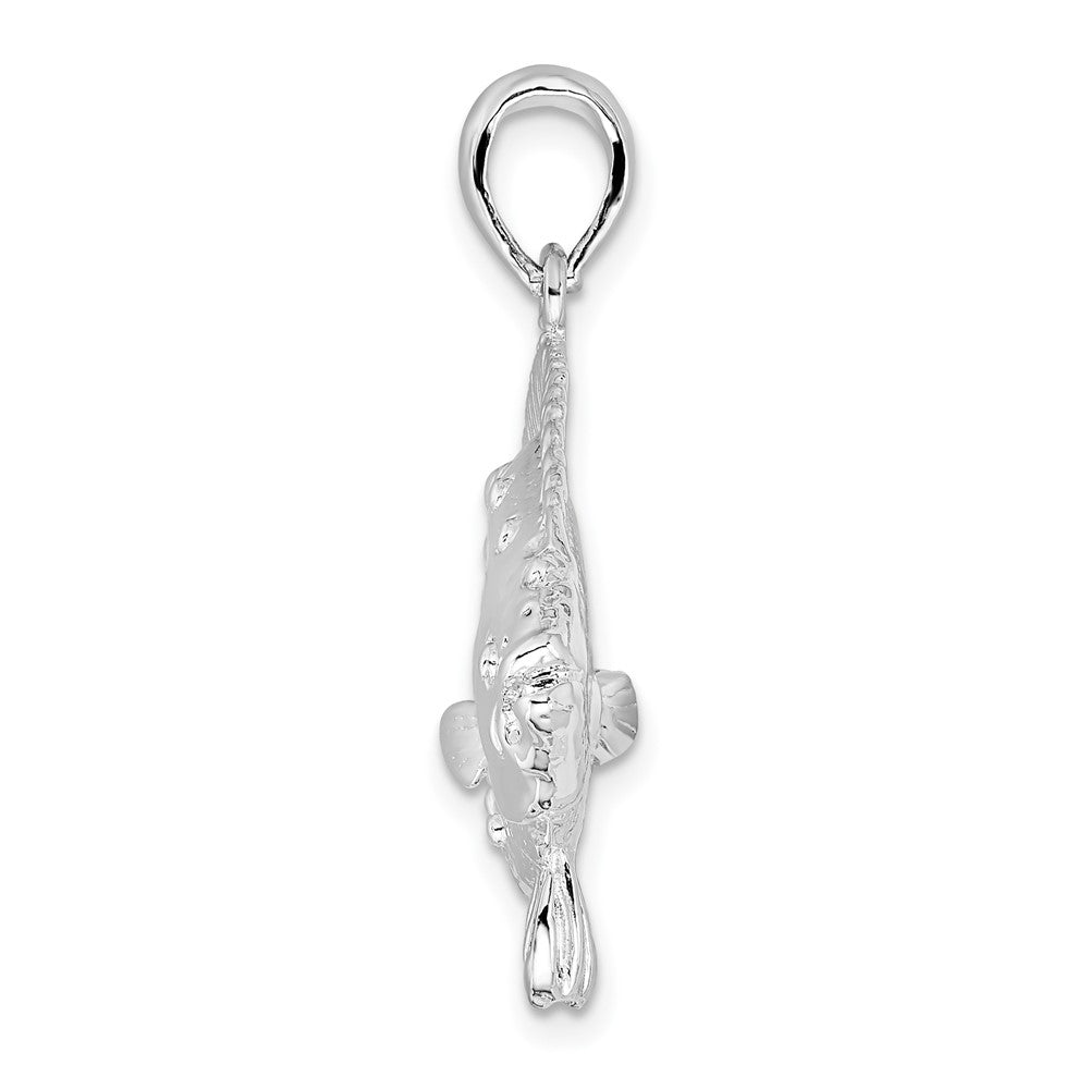 FJC Finejewelers 925 Sterling Silver Rhodium Plated Polished 3D Flounder Fish Charm 30 x 40 mm