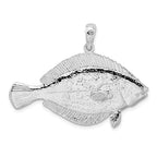 FJC Finejewelers 925 Sterling Silver Rhodium Plated Polished 3D Flounder Fish Charm 30 x 40 mm