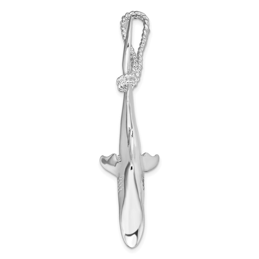 FJC Finejewelers 925 Sterling Silver d Polished 3D Shark Hanging from Rope Charm 56 x 17 mm