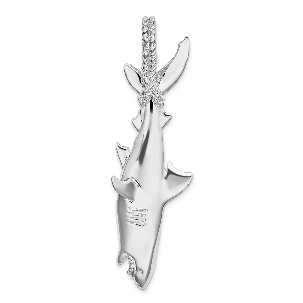 FJC Finejewelers 925 Sterling Silver d Polished 3D Shark Hanging from Rope Charm 56 x 17 mm