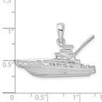 FJC Finejewelers 925 Sterling Silver Rhodium Plated Polished 3D Sportfishing Boat Charm 21 x 31 mm