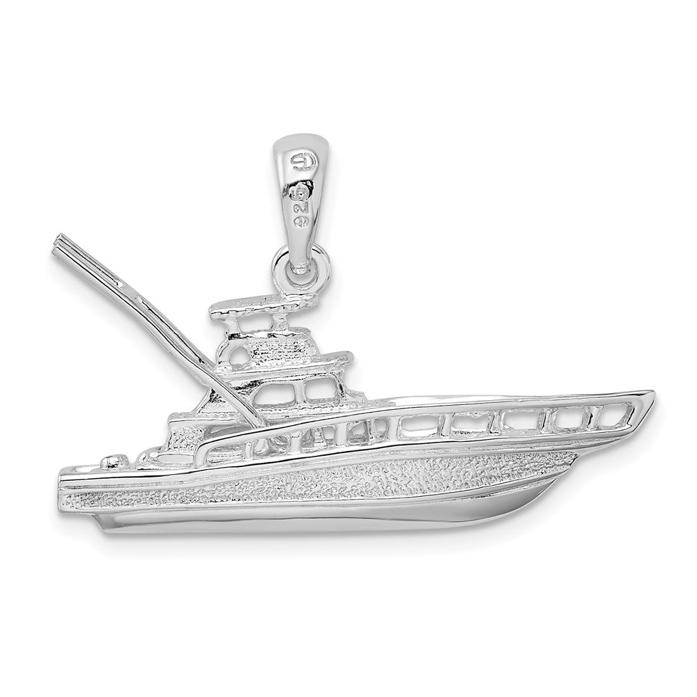 FJC Finejewelers 925 Sterling Silver Rhodium Plated Polished 3D Sportfishing Boat Charm 21 x 31 mm