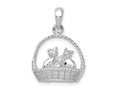 FJC Finejewelers 925 Sterling Silver Polished 3D Kittens in Basket Charm 16 mm