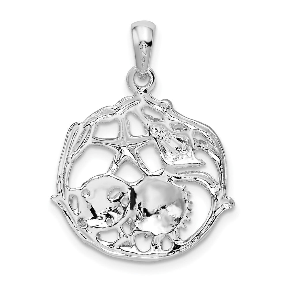 FJC Finejewelers 925 Sterling Silver Rhodium Plated Polished Cut-out Shell Cluster Charm 25 x 19 mm