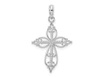 FJC Finejewelers 925 Sterling Silver Polish Fancy Filigree with Beaded Center Cross Charm 17 mm