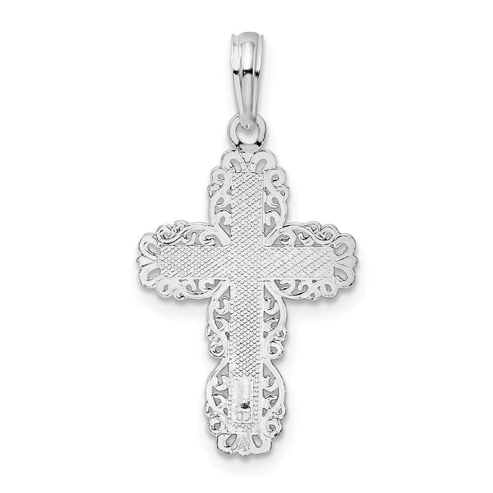 FJC Finejewelers 925 Sterling Silver Rhodium Plated Polished Lace Border Latin Cross Charm 13 mm