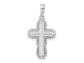 FJC Finejewelers 925 Sterling Silver Rhodium Plated Polished Lace Border Latin Cross Charm 13 mm