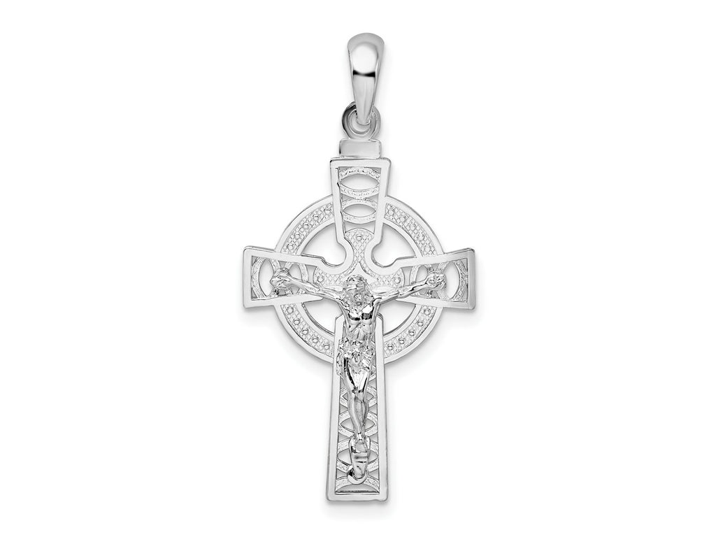 FJC Finejewelers 925 Sterling Silver Rhodium Plated Polished Cut-out Celtic Crucifix Charm 17 mm
