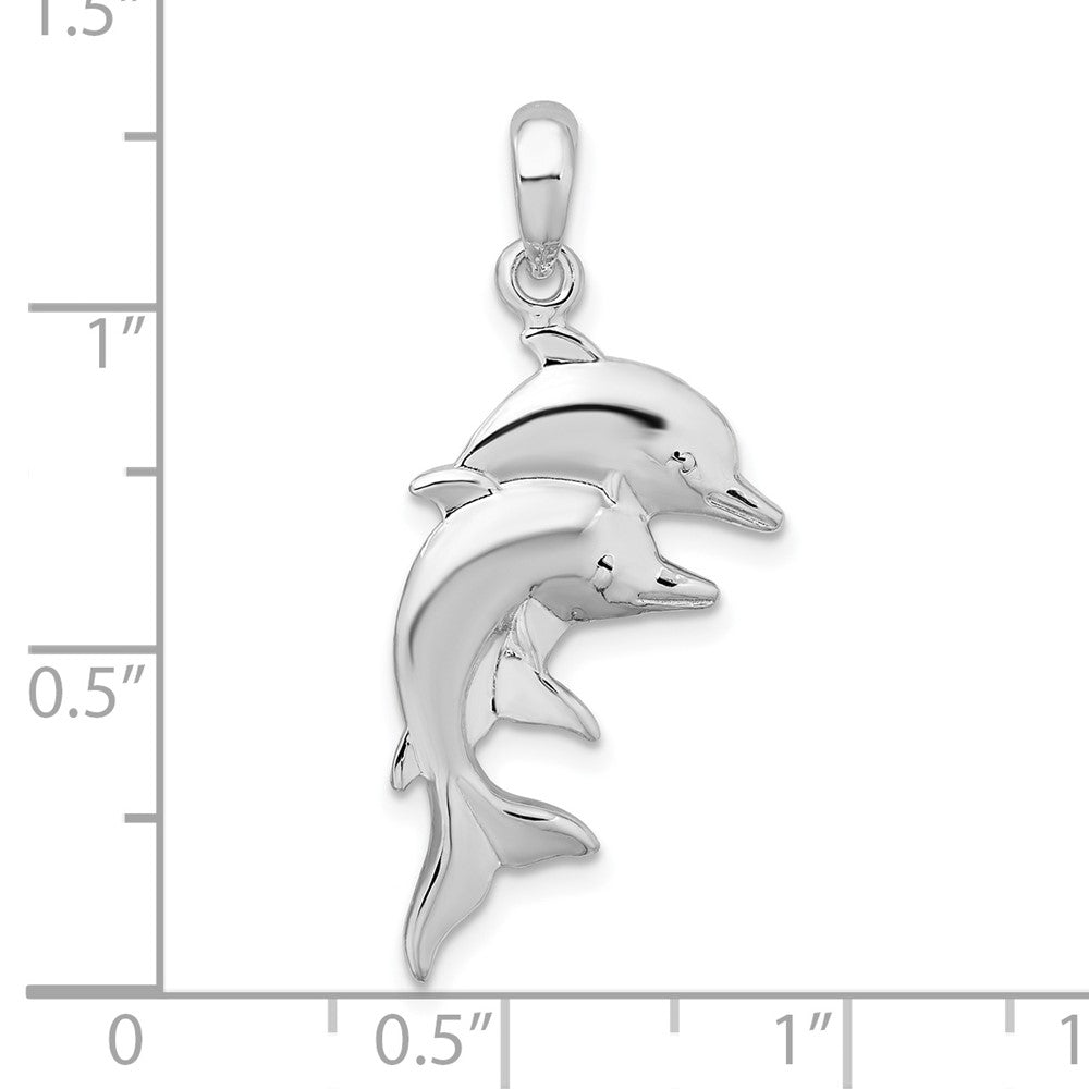 FJC Finejewelers 925 Sterling Silver Rhodium Plated Polished Double Dolphins Charm 32 x 14 mm