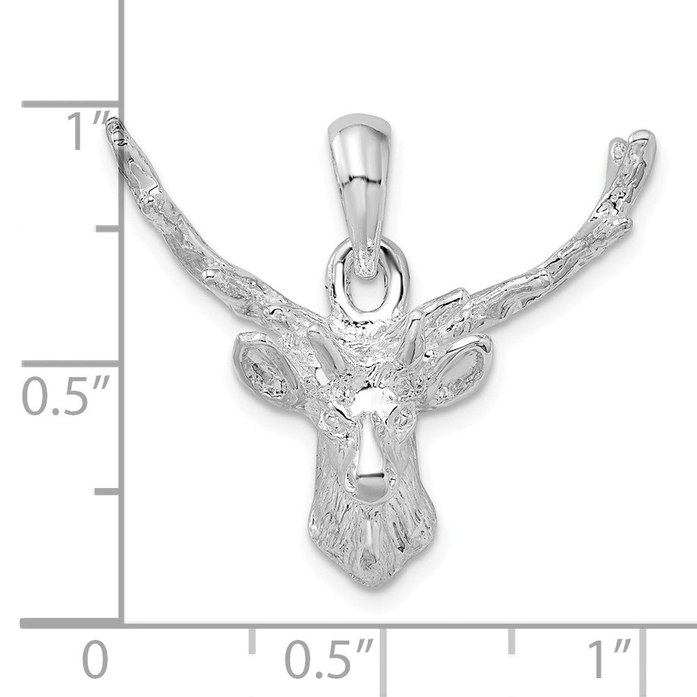 FJC Finejewelers 925 Sterling Silver Polished 8-point Buck Deer Head Charm 27 mm