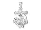 FJC Finejewelers 925 Sterling Silver Rhodium Plated Polished Anchor with Shark Charm 38 x 20 mm