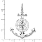 FJC Finejewelers 925 Sterling Silver Rhodium Plated Polished 3D Lg Anchor with Compass Charm 44 x 32 mm