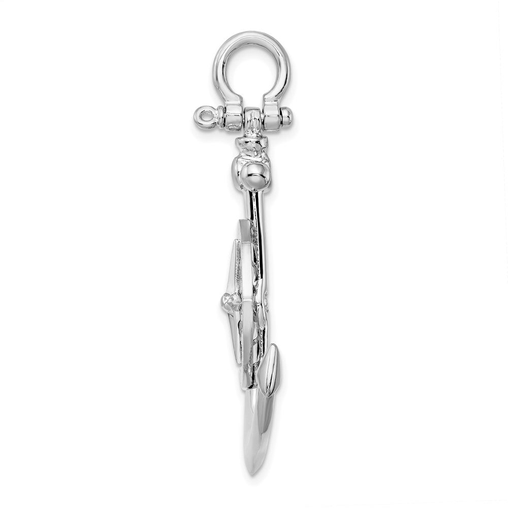 FJC Finejewelers 925 Sterling Silver Rhodium Plated Polished 3D Lg Anchor with Compass Charm 44 x 32 mm