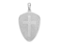 FJC Finejewelers 925 Sterling Silver Rhodium Platedd Textured Cross Shield Joshua 1:9 Reverse Charm 21 mm