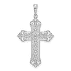 FJC Finejewelers 925 Sterling Silver Rhodium Plated Polish Filigree Fleur de Lis Cross Charm 23 mm