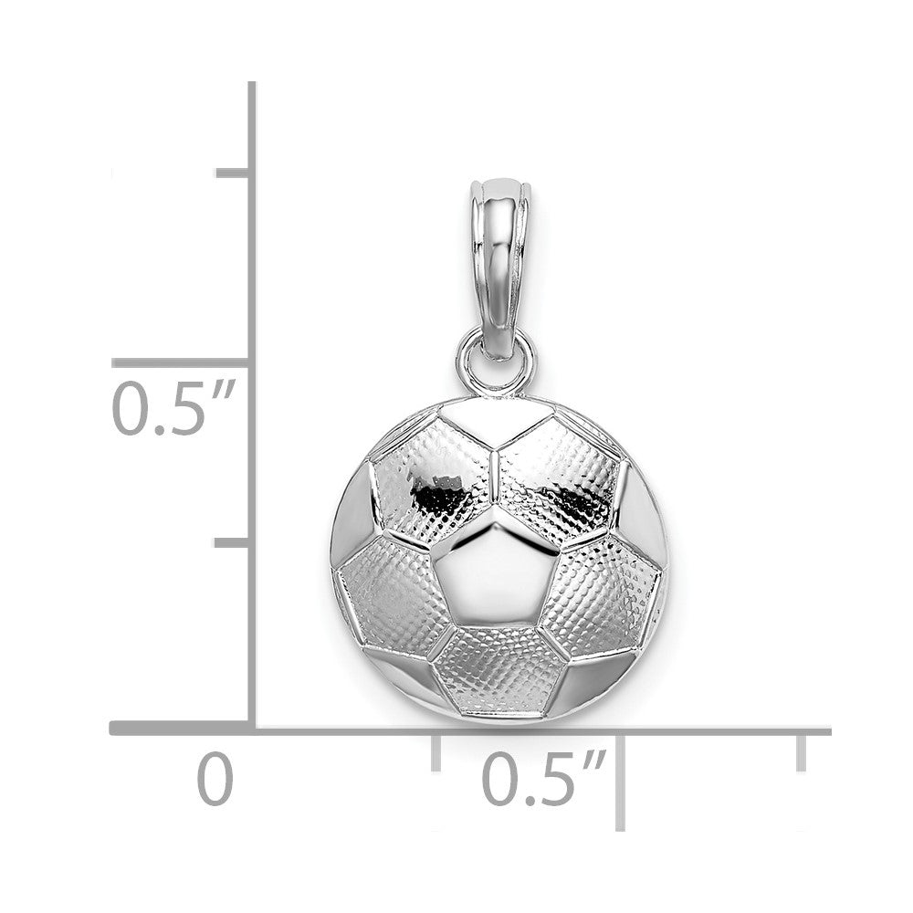 FJC Finejewelers 925 Sterling Silver Rhodium Plated Polished/Textured Soccer Ball Charm 11 mm